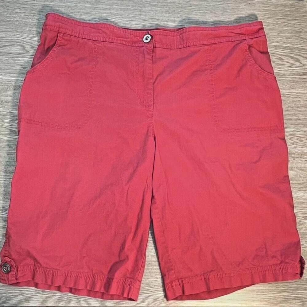 Chico's - Women's L Coral Pink Bermuda Shorts 4-Pocket Utility 10" Inseam